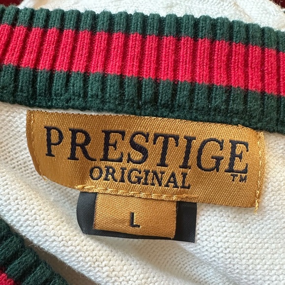 Prestige Original Men's White Cable Knit Sweater size L - Picture 4 of 9